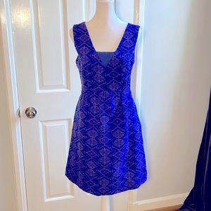 Anthropologie Maeve Blue Aztec Jacquard Dress Size 4